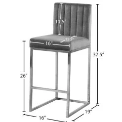 Meridian Furniture Giselle Velvet Counter Stool, Gray, Chrome Base -CHAMPRO shop f7015a4d02741446 4811 w800 h800 b1 p0