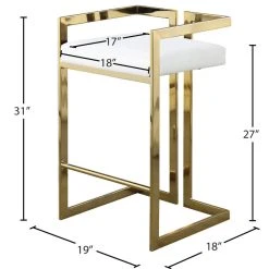 Meridian Furniture Ezra Counter Stool, Set Of 2, White Faux Leather, Gold Base -CHAMPRO shop f7e105a8027414fb 5076 w800 h800 b1 p0