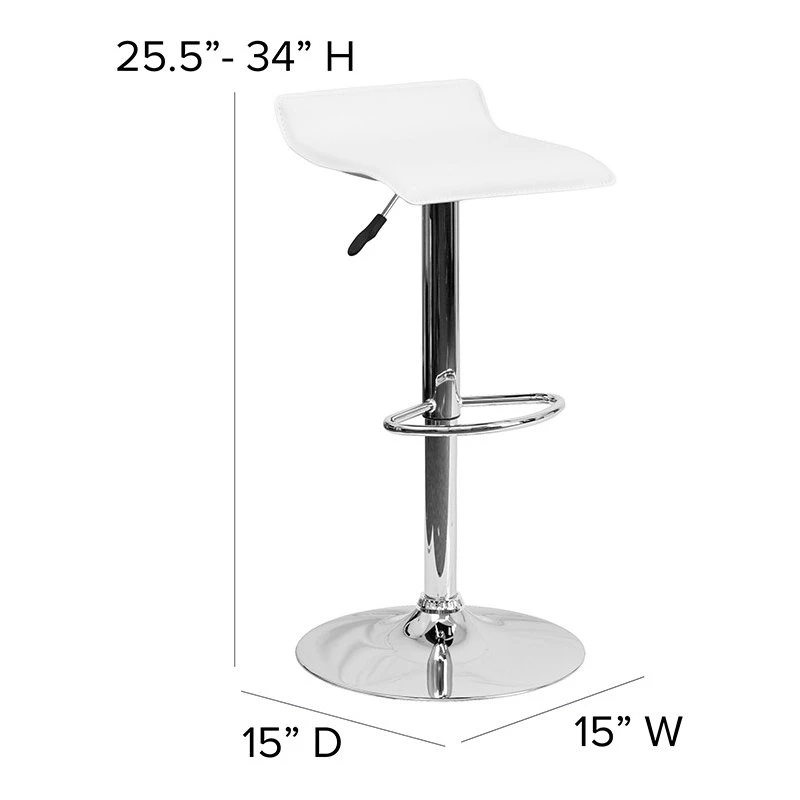 Flash Furniture White Vinyl Adjustable Height Barstool DS-801-CONT-WH-GG 2 Flash Furniture White Vinyl Adjustable Height Barstool DS-801-CONT-WH-GG - Image 2