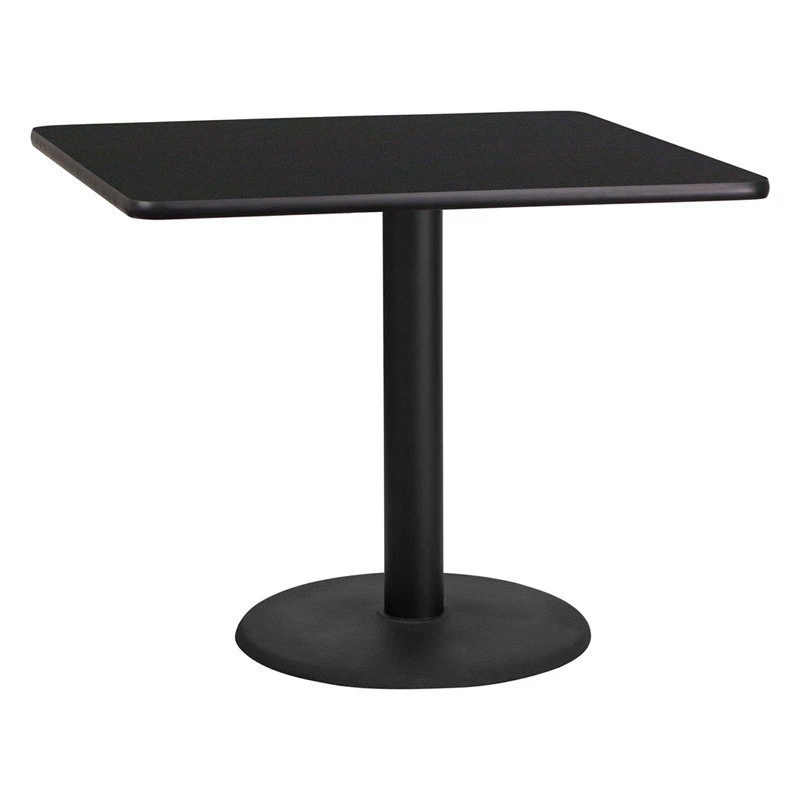 Flash Furniture Flash 36'' Square Laminate Table Top/24'' Round Base, Black 1 Flash Furniture Flash 36'' Square Laminate Table Top/24'' Round Base, Black