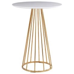 Lumisource Canary Counter Table With Gold Steel And White MDF T36-CANARY2 AUW