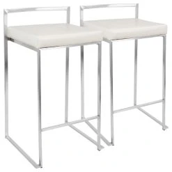 Lumisource Fuji Counter Stool, Set Of 2, White