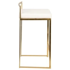 LumiSource Fuji Counter Stool Set Of 2, White, Gold Frame -CHAMPRO shop fa31a8fb09037f54 0233 w800 h800 b1 p0