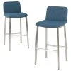 GDFStudio GDF Studio Santino Blue Fabric Bar Stools, Set Of 2