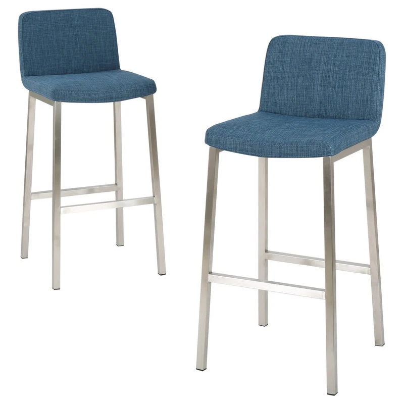 GDFStudio GDF Studio Santino Blue Fabric Bar Stools, Set Of 2 1 GDFStudio GDF Studio Santino Blue Fabric Bar Stools, Set Of 2