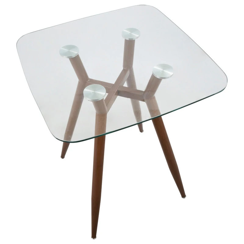 Lumisource Clara Counter Table, Walnut Metal And Clear Glass 5 Lumisource Clara Counter Table, Walnut Metal And Clear Glass - Image 5