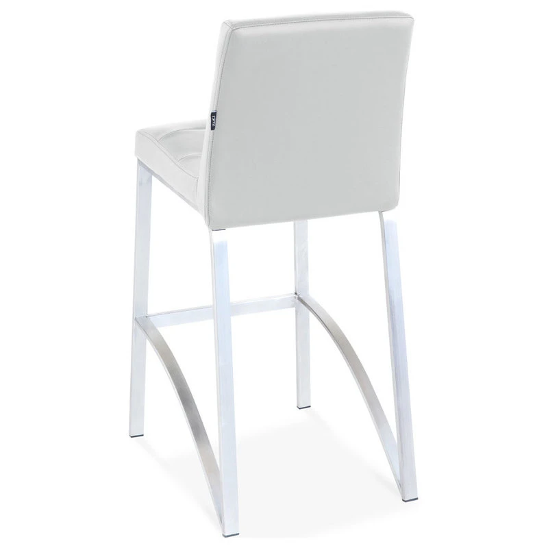 Zuri Furniture Modern Lynx Counter Height Stool Grey Leatherette Brushed Stainless Steel Base 3 Zuri Furniture Modern Lynx Counter Height Stool Grey Leatherette Brushed Stainless Steel Base - Image 3