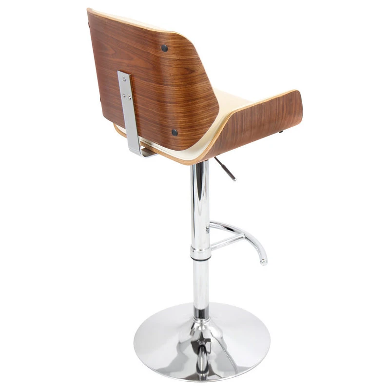 Lumisource Santi Barstool, Walnut And Cream 3 Lumisource Santi Barstool, Walnut And Cream - Image 3