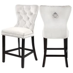 Meridian Furniture Nikki Velvet Stools, Set Of 2, Cream