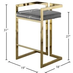 Meridian Furniture Ezra Counter Stool, Set Of 2, Gray Velvet, Gold Base -CHAMPRO shop feb12bf102741739 5594 w800 h800 b1 p0