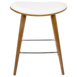 LumiSource Saddle Counter Stool, Walnut And White PU Leather, Set Of 2 -CHAMPRO shop ff4164390becb964 1955 w800 h800 b1 p0