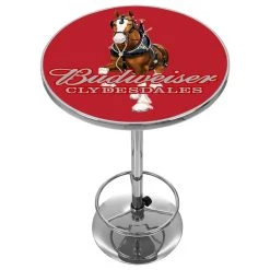 Trademark Gameroom Budweiser Chrome Pub Table, Clydesdale Red