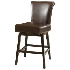 GDFStudio GDF Studio Bergen Dark Brown Leather Swivel Counter Stool