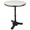 Bonnecaze Absinthe & Home French Bistro Table, White Marble And Iron Base, 24" Diameter