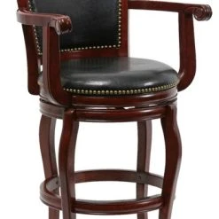 Boraam Industries, Inc. 29" Jones Swivel Stool, Cherry With Black Pu