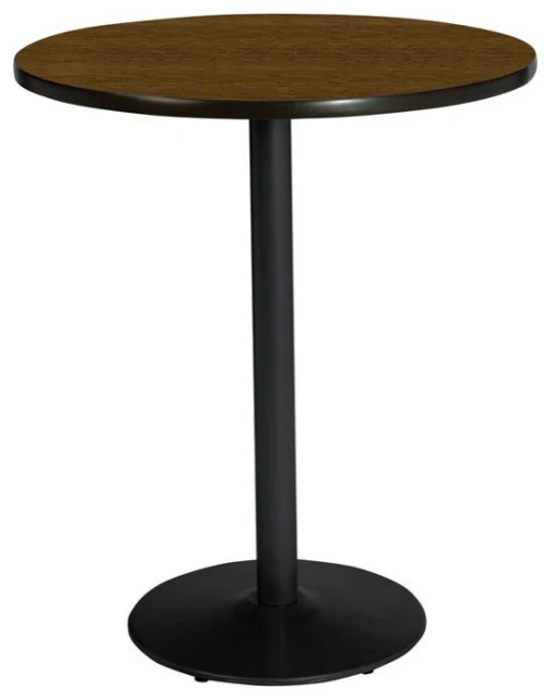 KFI Furniture KFI 30" Round Breakroom Table With Walnut Top Round Black Base Bistro Height 1 KFI Furniture KFI 30" Round Breakroom Table With Walnut Top Round Black Base Bistro Height