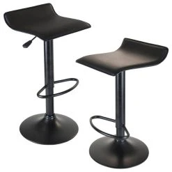 Winsome Obsidian Faux Leather Adjustable Swivel Bar Stool (Set Of 2)