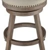 Cortesi Home Sadie Backless Swivel Counter Stool, Solid Wood And Beige Fabric