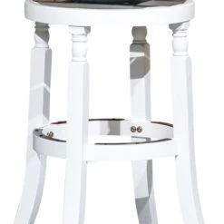 DTY Indoor Living DTY Palmer Lake Swivel Stool, White/ Beige Seat, 24" Counter Stool