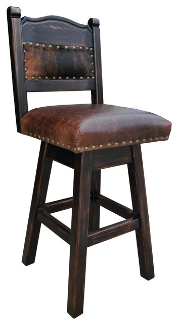 Rancho Collection Hacienda Swivel Stool, Cowhide, 24" Counter Height 1 Rancho Collection Hacienda Swivel Stool, Cowhide, 24" Counter Height