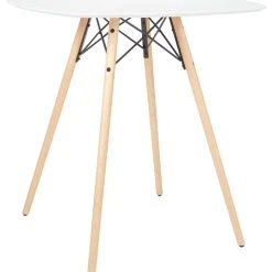 Office Star Products Counter Table, White With Natural Wood Legs, White