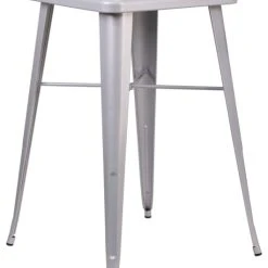 Flash Furniture Square Metal Table, Silver, Bar Height, 40"