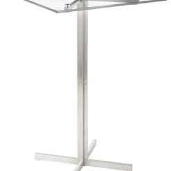 Lumisource Fuji Contemporary Square Bar Table Stainless Steel / Clear Glass Top