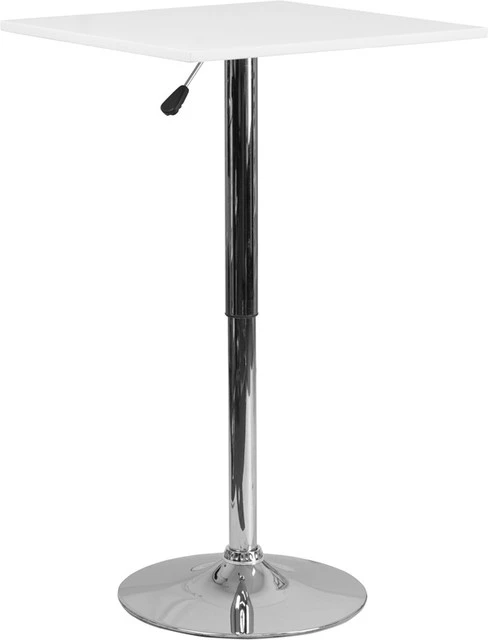 Flash Furniture 23.75" Square Adjustable H White Wood Table 1 Flash Furniture 23.75" Square Adjustable H White Wood Table