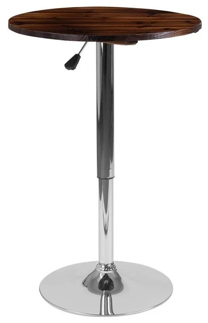 Flash Furniture 23.5" Round Adjustable Height Rustic Walnut Wood Table 1 Flash Furniture 23.5" Round Adjustable Height Rustic Walnut Wood Table